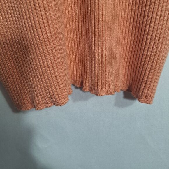 Abercrombie & Fitch Womens Bodycon Dress Short Sleeve Apricot Ribbed Mini Medium - Picture 6 of 11